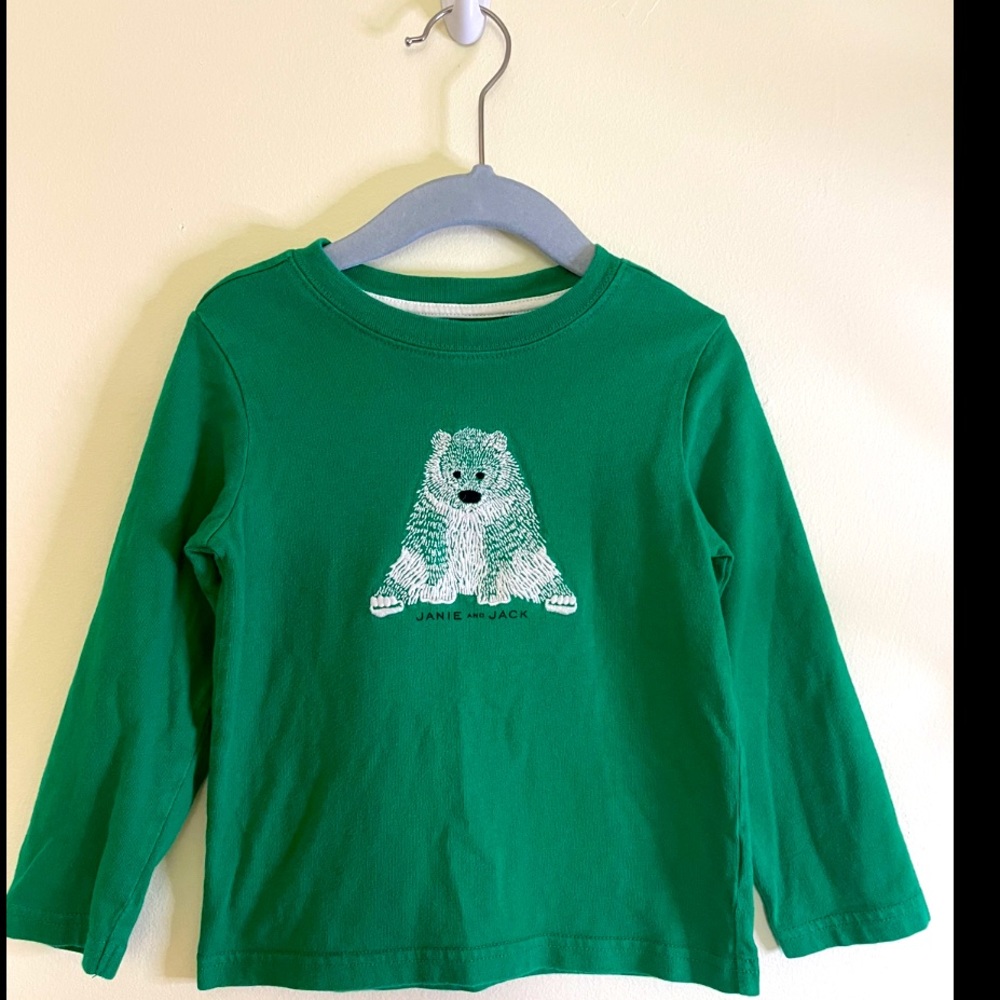 Janie and jack boys green polar bear long sleeve 3T